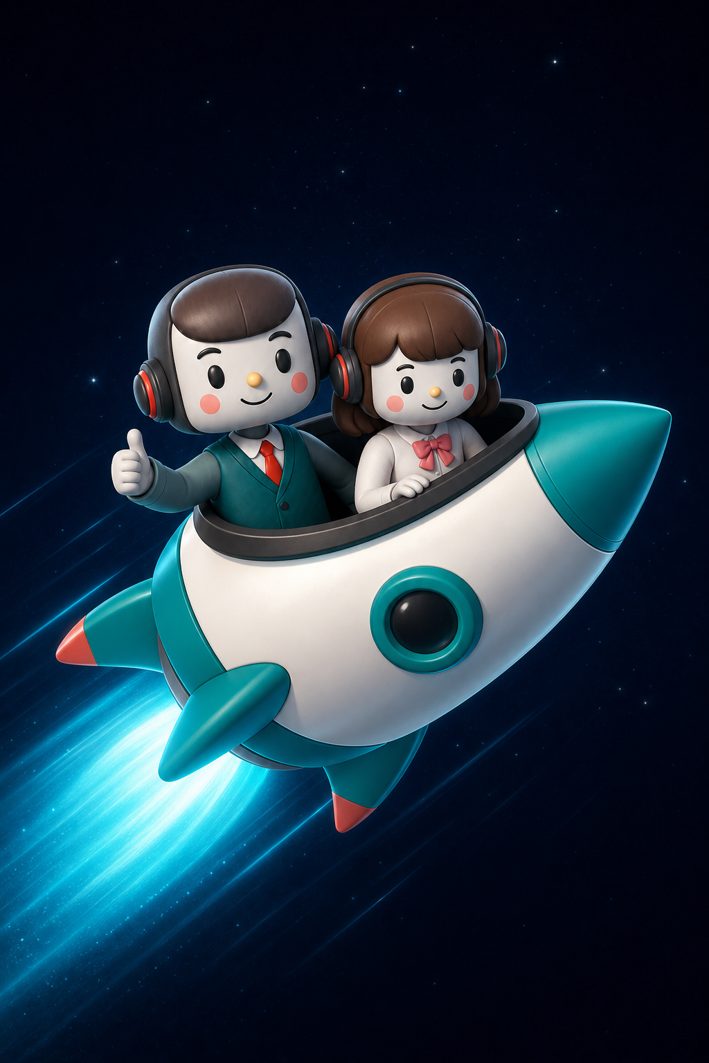 Monopro delivery team riding a rocket